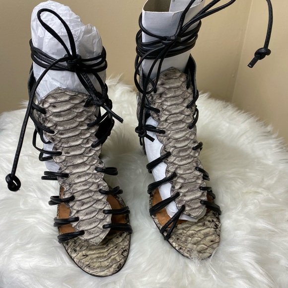 ALDO Croc Lace up Gladiator Heel Sandal - Picture 2 of 9